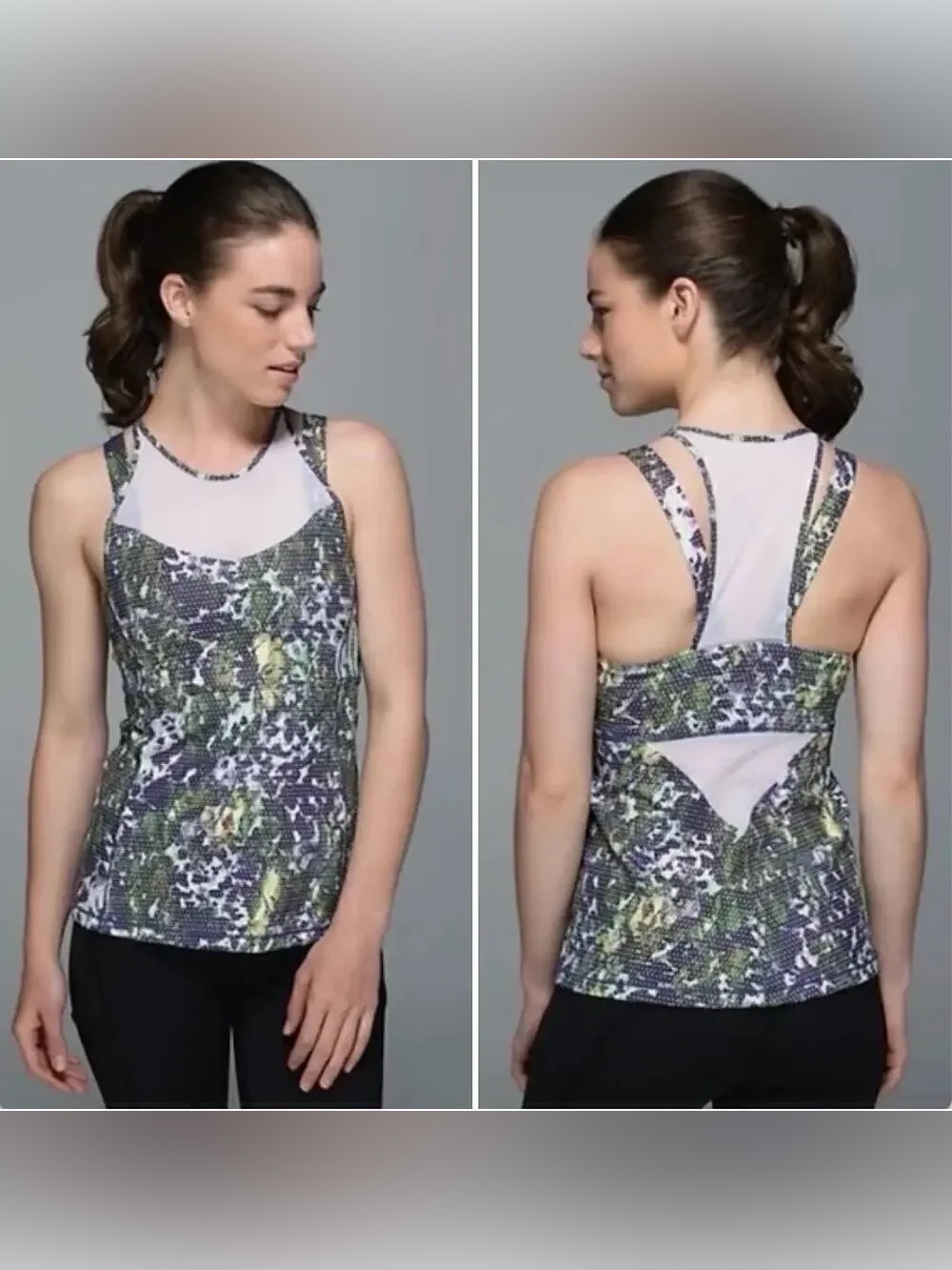 Lululemon Running In The City Green Purple Mesh Tank Top Size 4